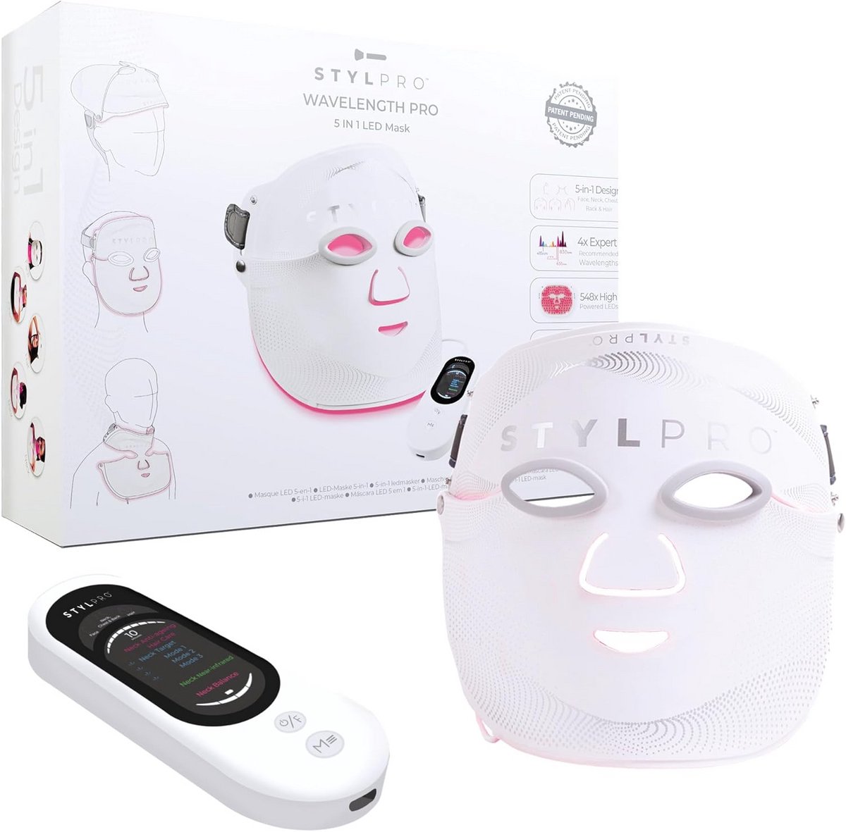LED Lichttherapie Masker voor Gezicht, Nek, Rug en Haar - 5-in-1 Anti-Aging en Haargroei