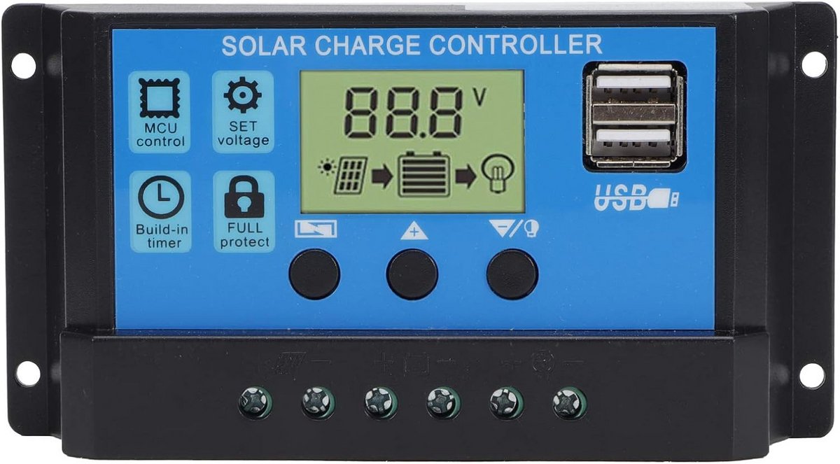 PWM Laadregelaar voor Zonnepaneel met USB-poort Batterijbeheer
