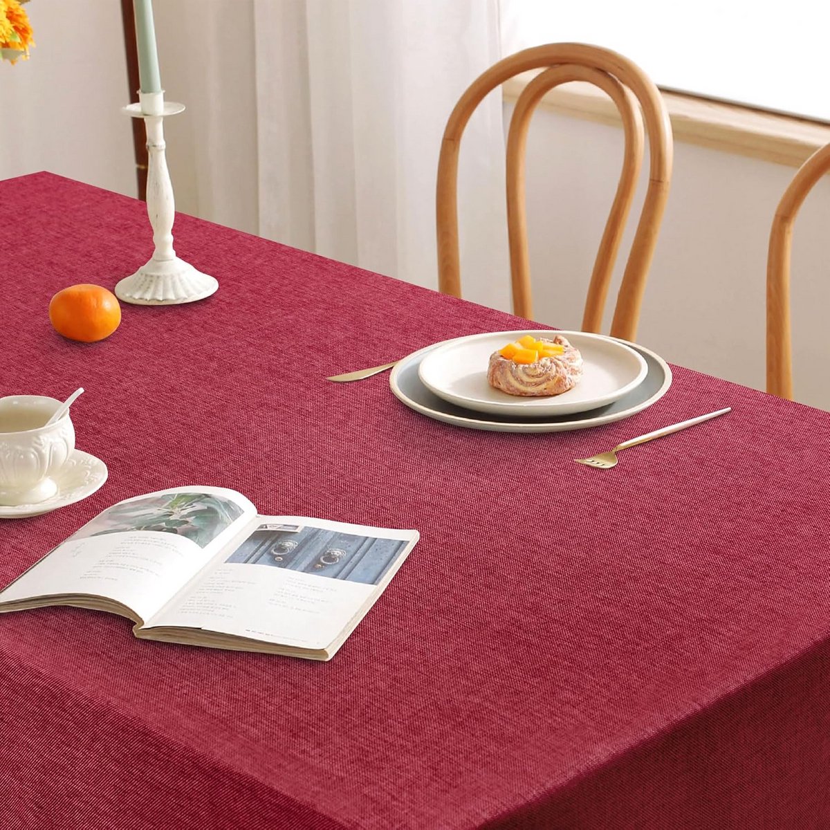 Wastafel en Waterdichte Tafelkleed Linnenlook Rood 110 x 140 cm