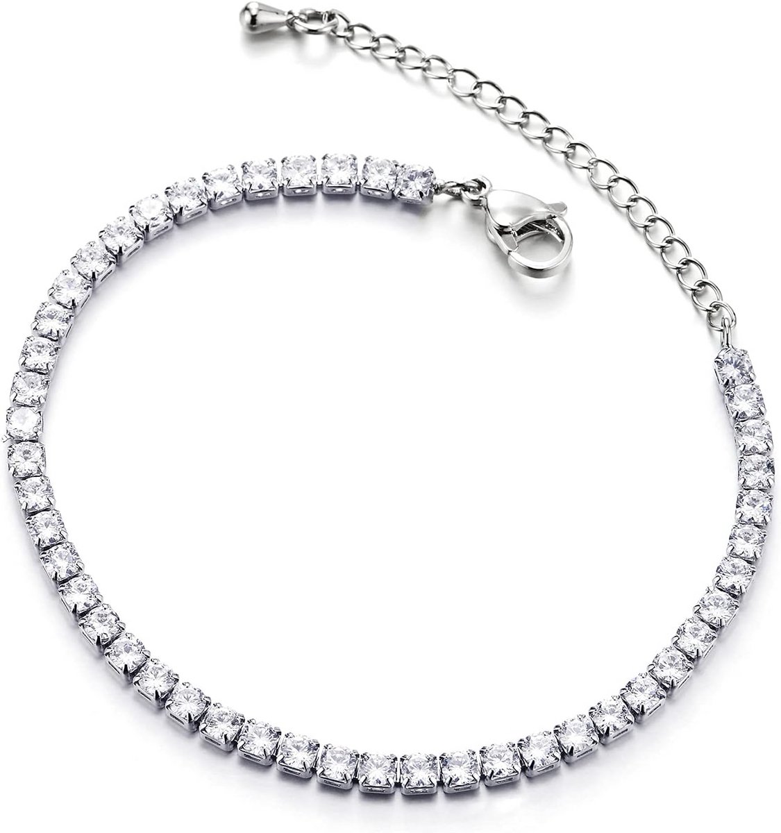 Verstelbare Dames Schakelarmband met Fonkelende Zirkonia Stenen