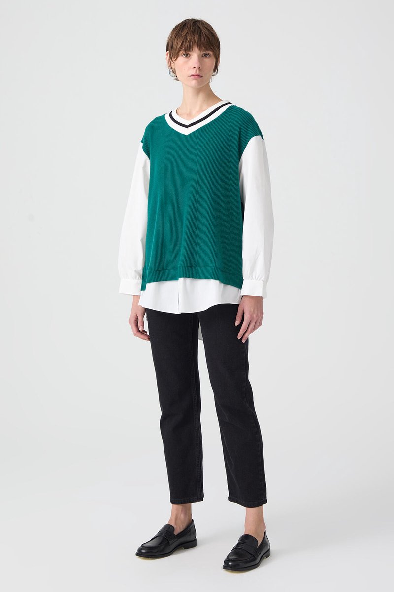 Touché Privé - Trui met blousedetail - Groen - Dames