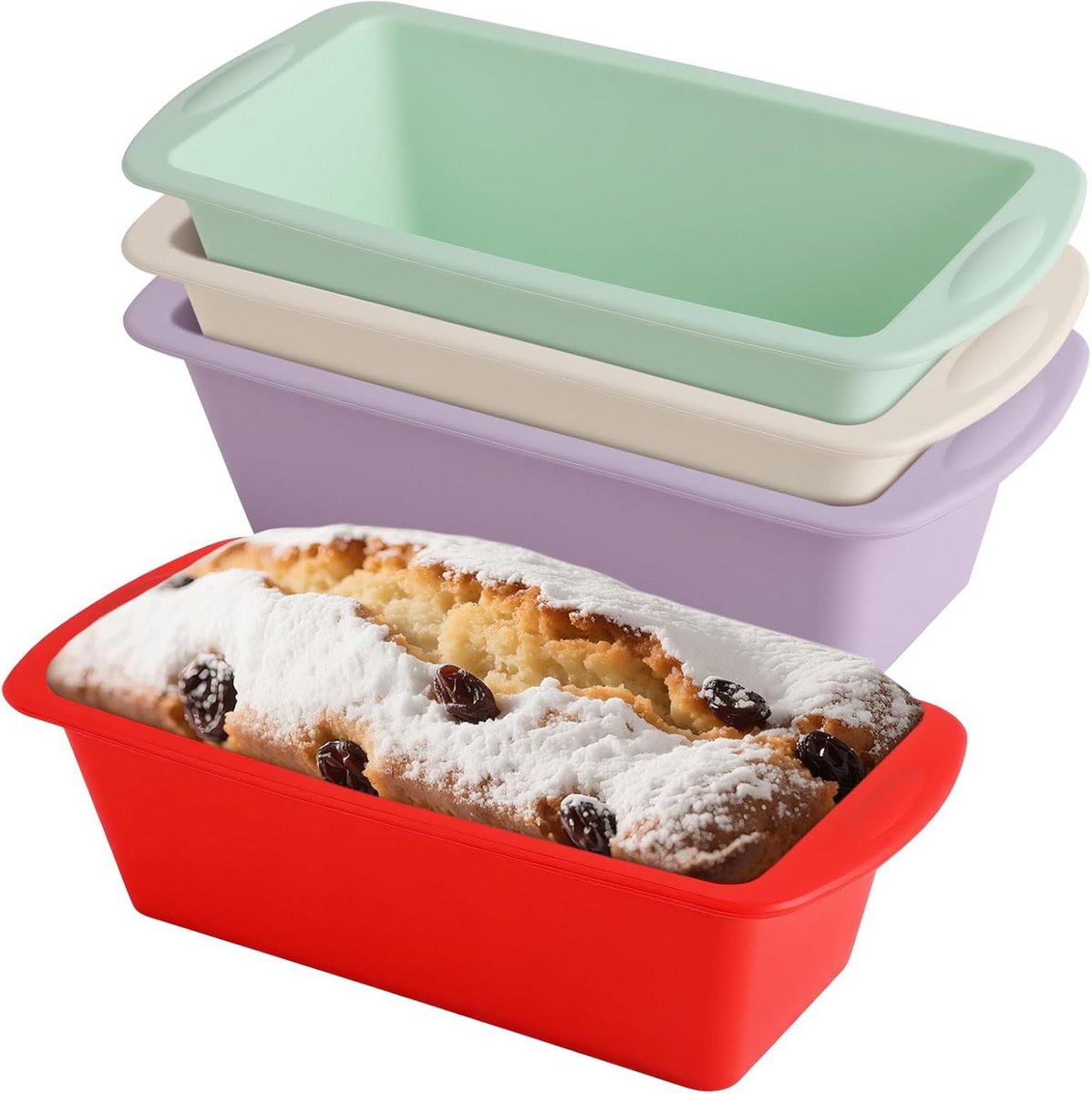 Set van 4 Siliconen Mini Bakvormen voor Brood, Cake en Toast