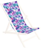 FEROCITY - Vervangbare stoffen hoes voor ligstoel - voor een houten opklapbare ligstoel - Zonder houten stokken - 131 x 44 cm - Polyester - Palmen Magenta-Türkis