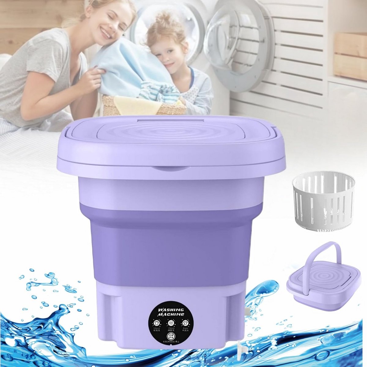 Opvouwbare Mini Wasmachine - Compacte Draagbare Wasmachine met 3 Trillingsgolven
