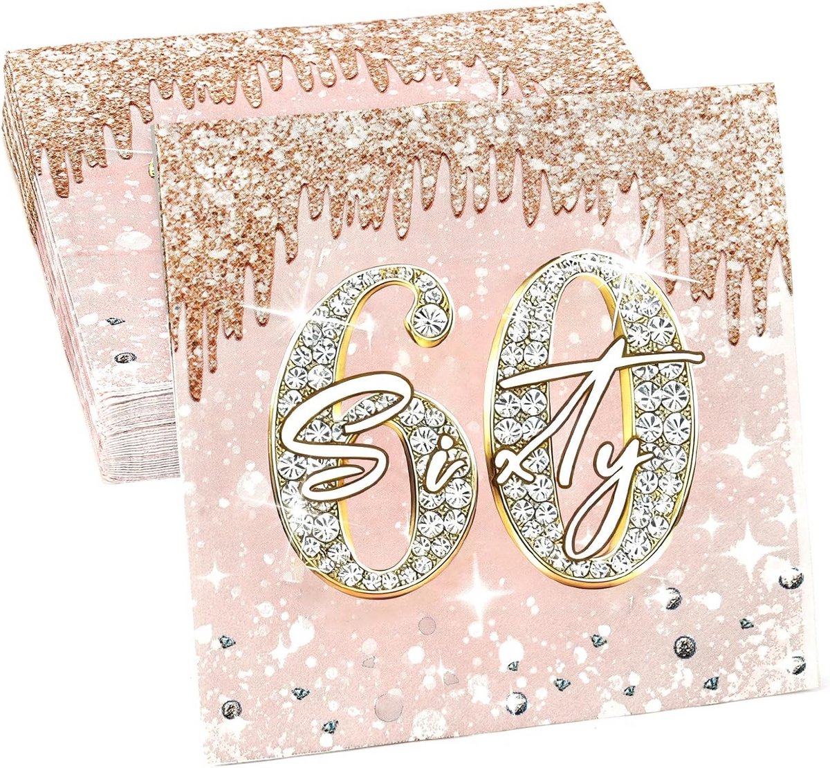 32 Roségouden Servetten voor 60e Verjaardag - 33x33 cm Papieren Decoratie
