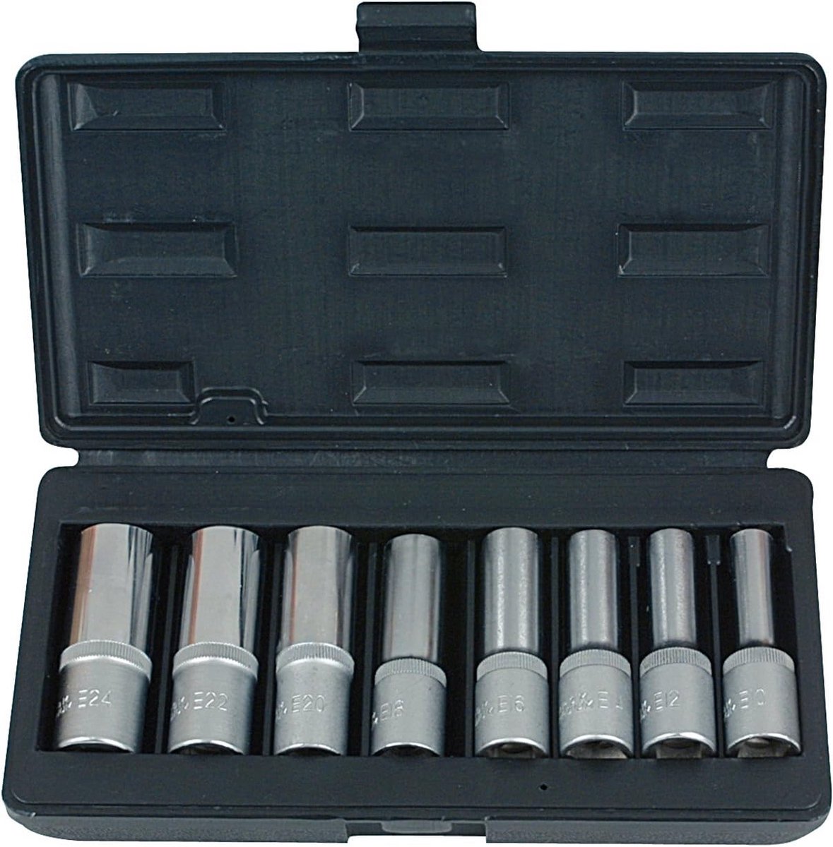 Dopsleutelset Torx-E lang 8-delig 1/2 inch