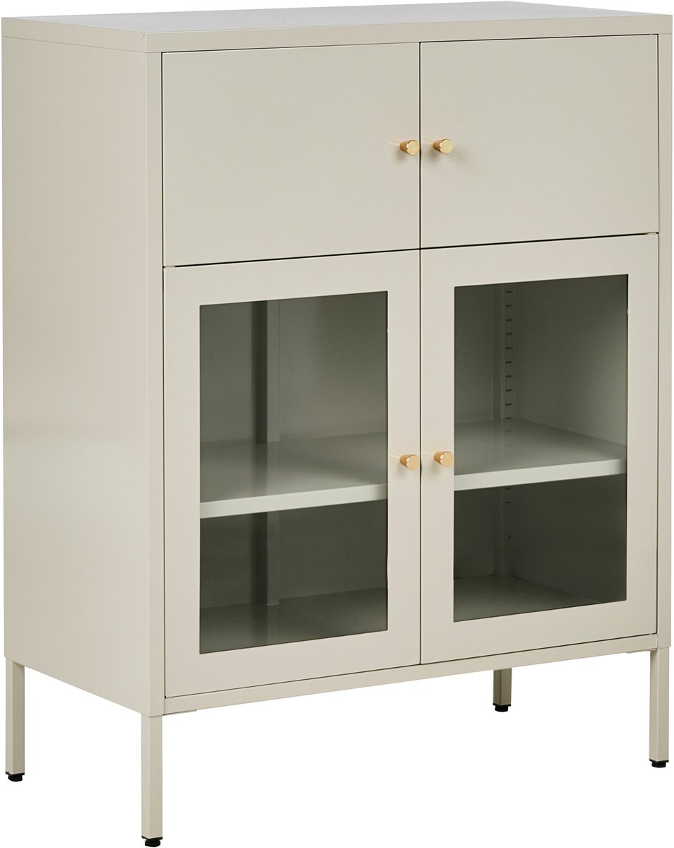 ESHOLT - Vitrinekast - Lichtbeige - IJzer