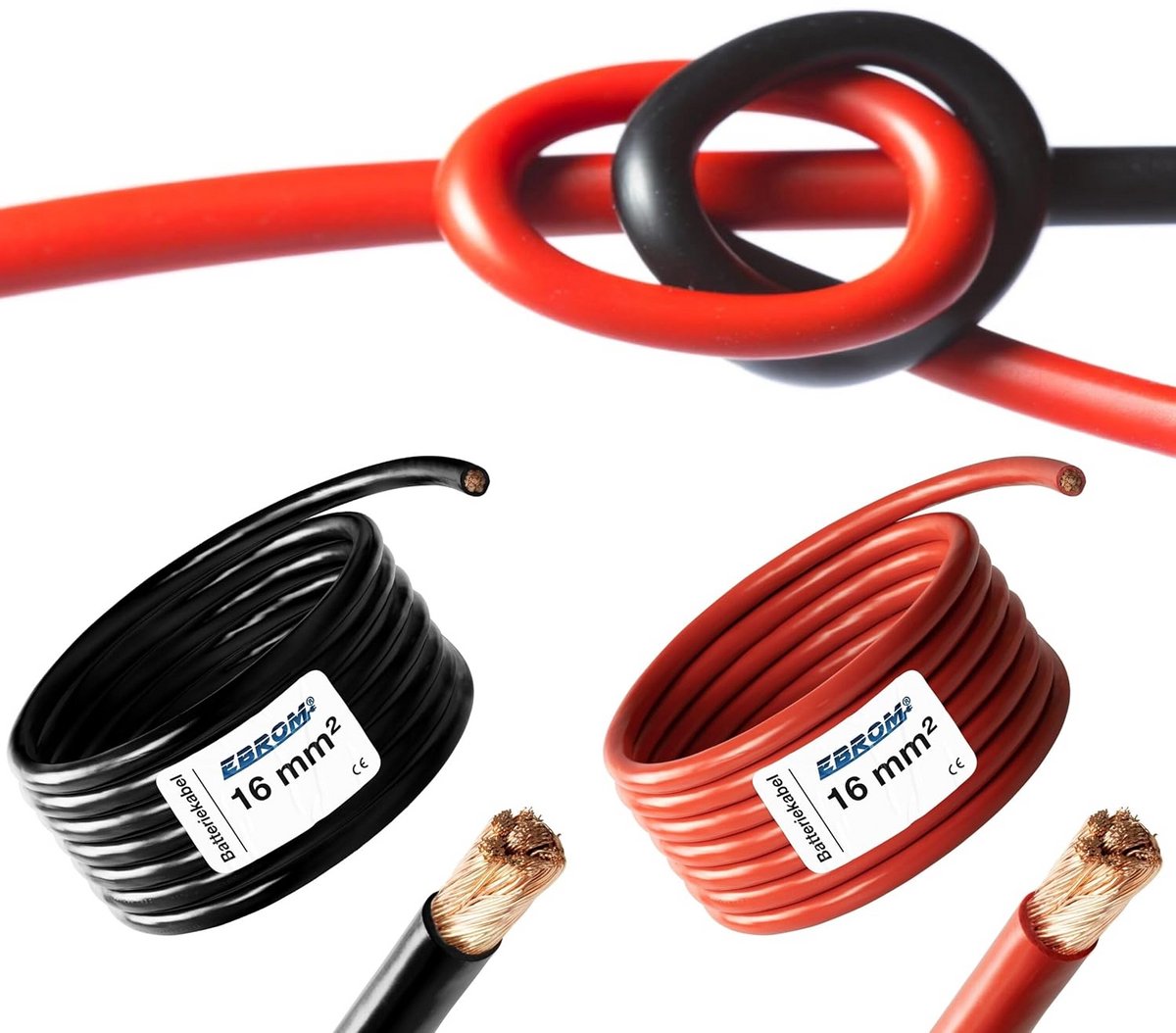 3 Meter Zeer Flexibele Accukabel Rood en Zwart 16mm² - OFC Koper Stroomkabel
