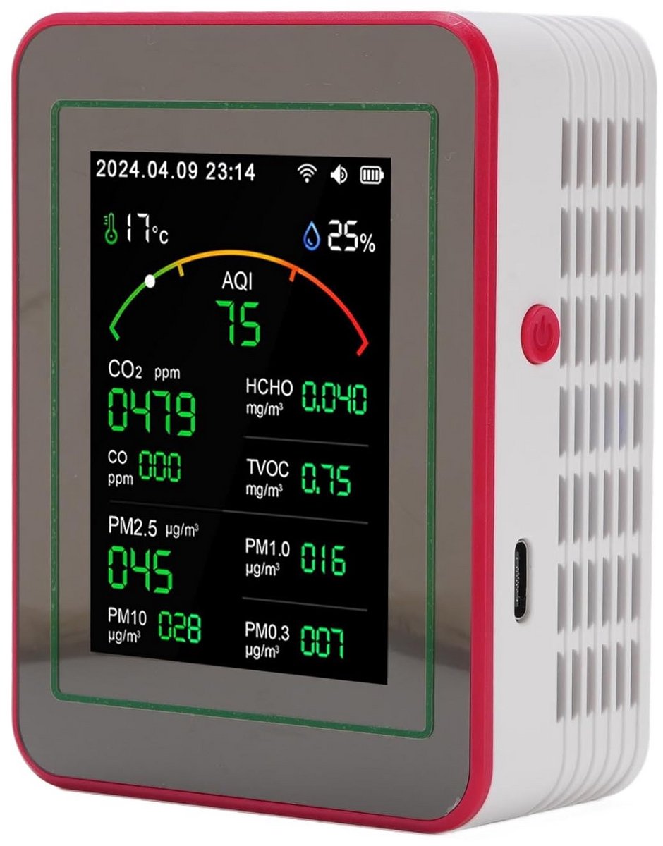 Fijnstofmeter - Luchtkwaliteitsmeter Voor Binnen - Co2 Meter - Displaymeter