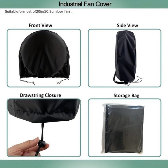 Waterdichte Ventilatorhoes voor 60cm Vloerventilator - Stof- en Weerbestendige Beschermhoes 61x61cm — afbeelding 3
