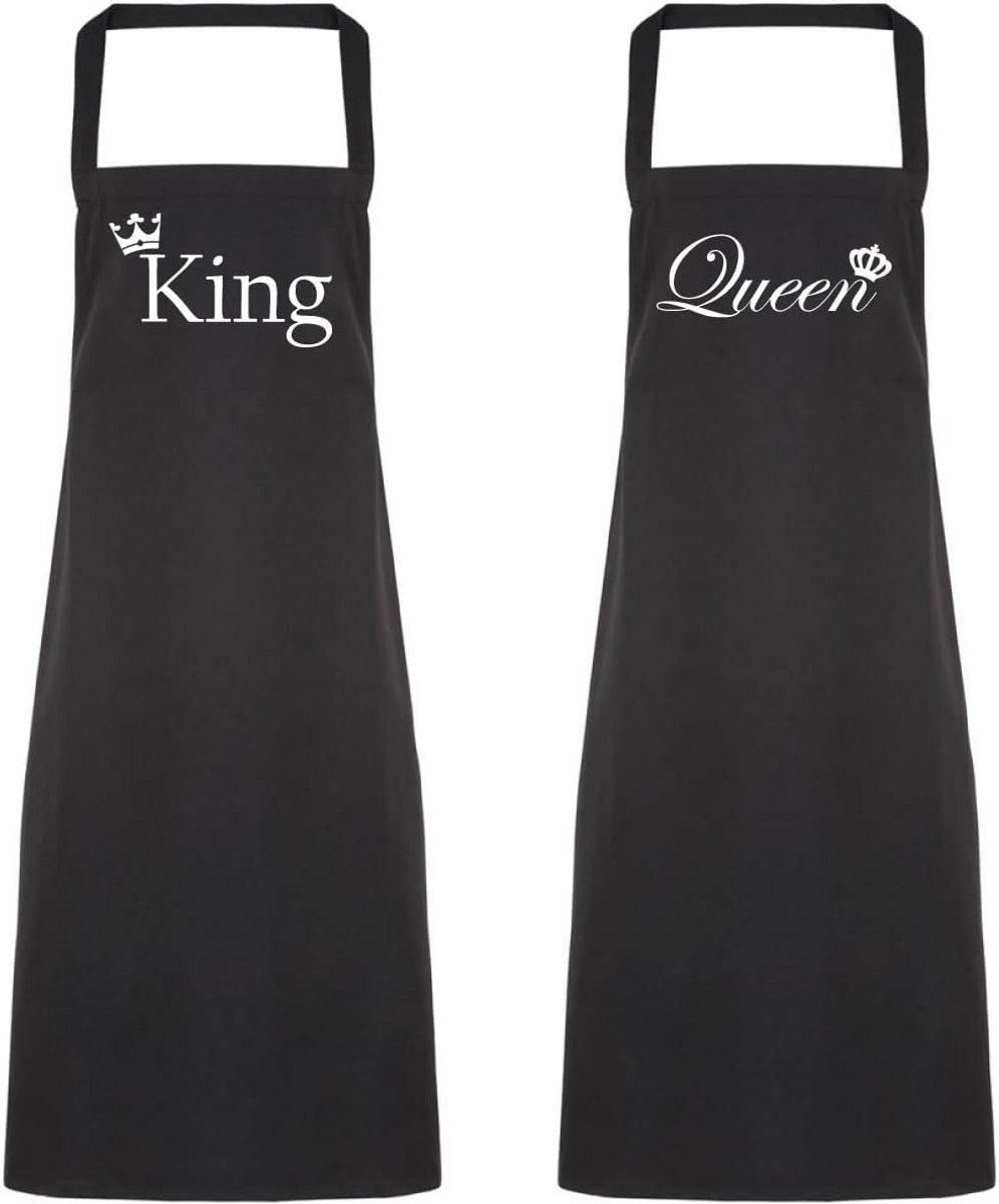 Set van 2 Keukenschorten voor Koppels - Koning en Koningin Cadeau