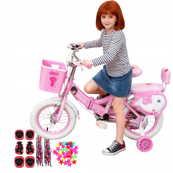 Meisjesfiets 12 inch - Roze - Met Mandje & Zijwieltjes - Inklapbaar - Vanaf 3 Jaar — afbeelding 4