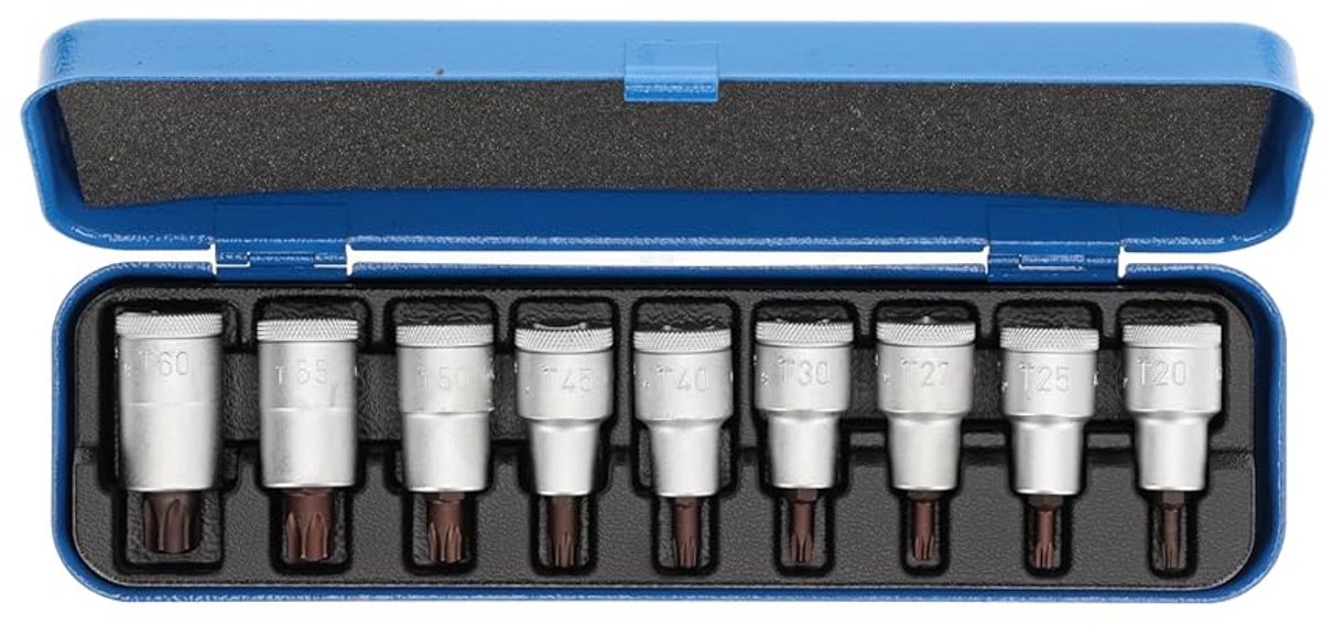9-delige Torx Schroevendraaierset 1/2" Binnenzeskant Profi Kwaliteit