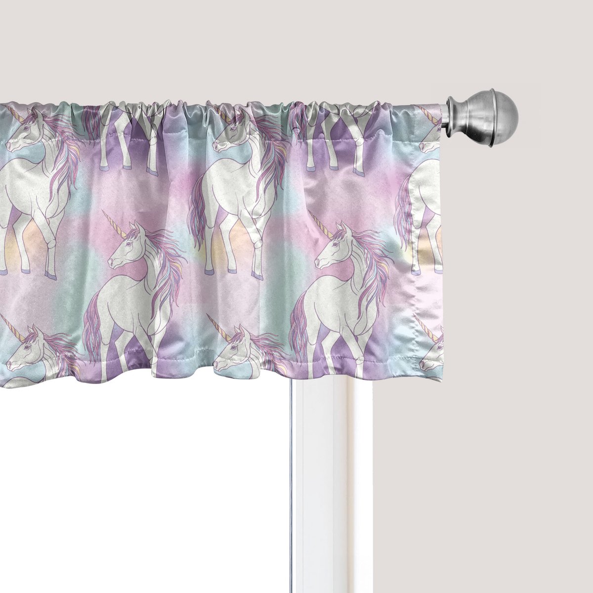 ABAKUHAUS Pastel raamvalletje, gordijnvalletje voor keuken en slaapkamer met tunnelzoom, 137 cm x 30 cm, meerkleurig