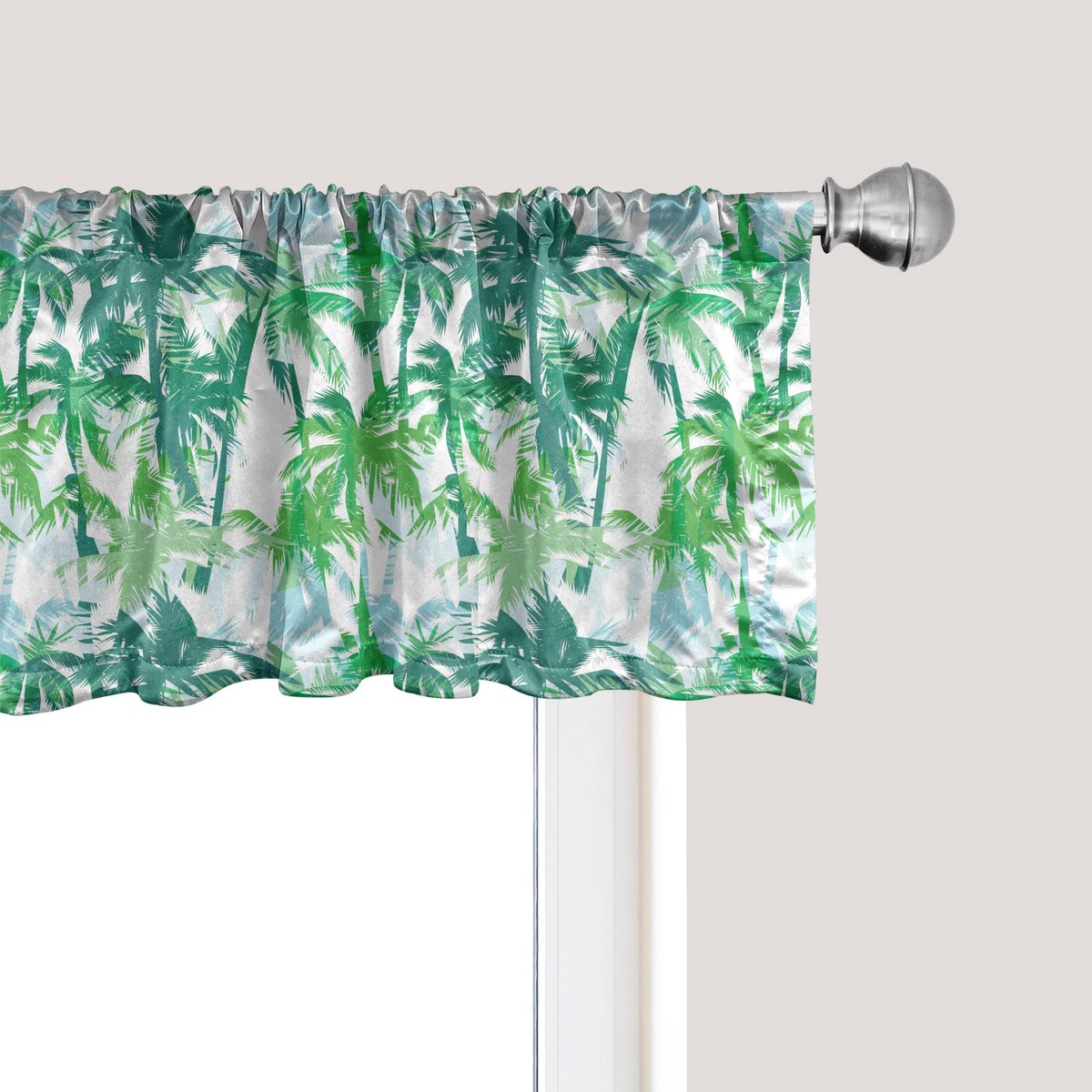 ABAKUHAUS Palmblad Raamvalletje, Gordijnvalletje voor Keuken en Slaapkamer met Tunnelzoom, 137 cm x 30 cm, Bosgroen Limegroen