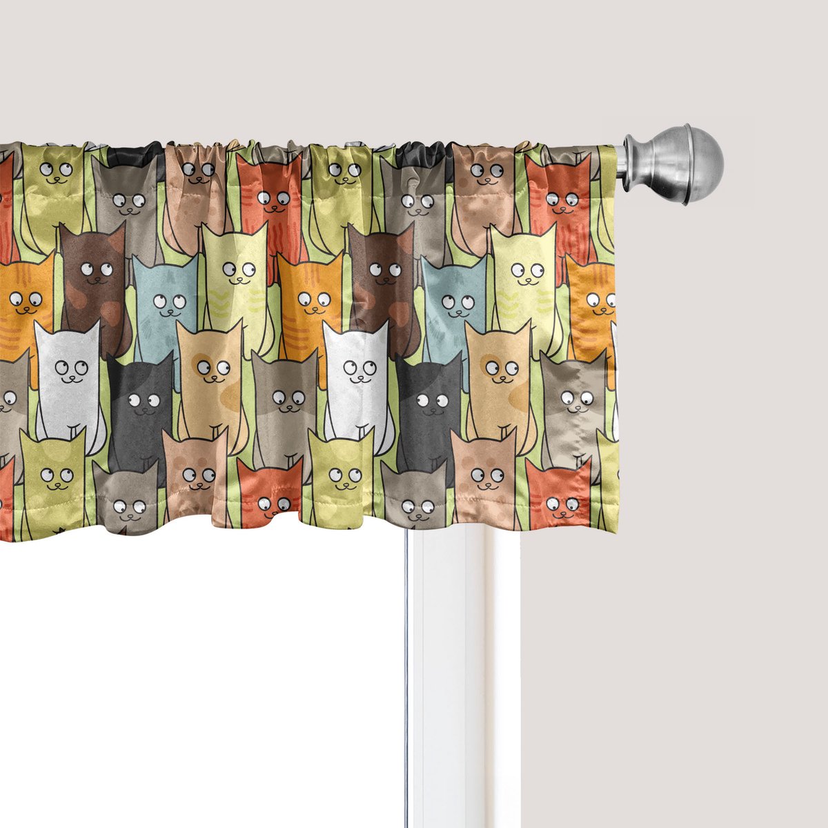 ABAKUHAUS Katten raamvalletje,gordijnvalletje voor keuken en slaapkamer met tunnelzoom, 137 cm x 45 cm, veelkleurig
