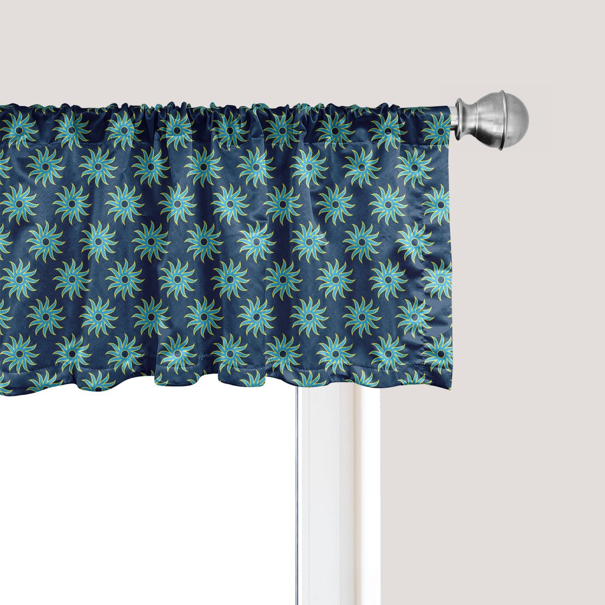 ABAKUHAUS Bloemenpatroon raamvalletje, gordijnvalletje voor keuken en slaapkamer met tunnelzoom, 137 cm x 45 cm, violetblauw hemelsblauw