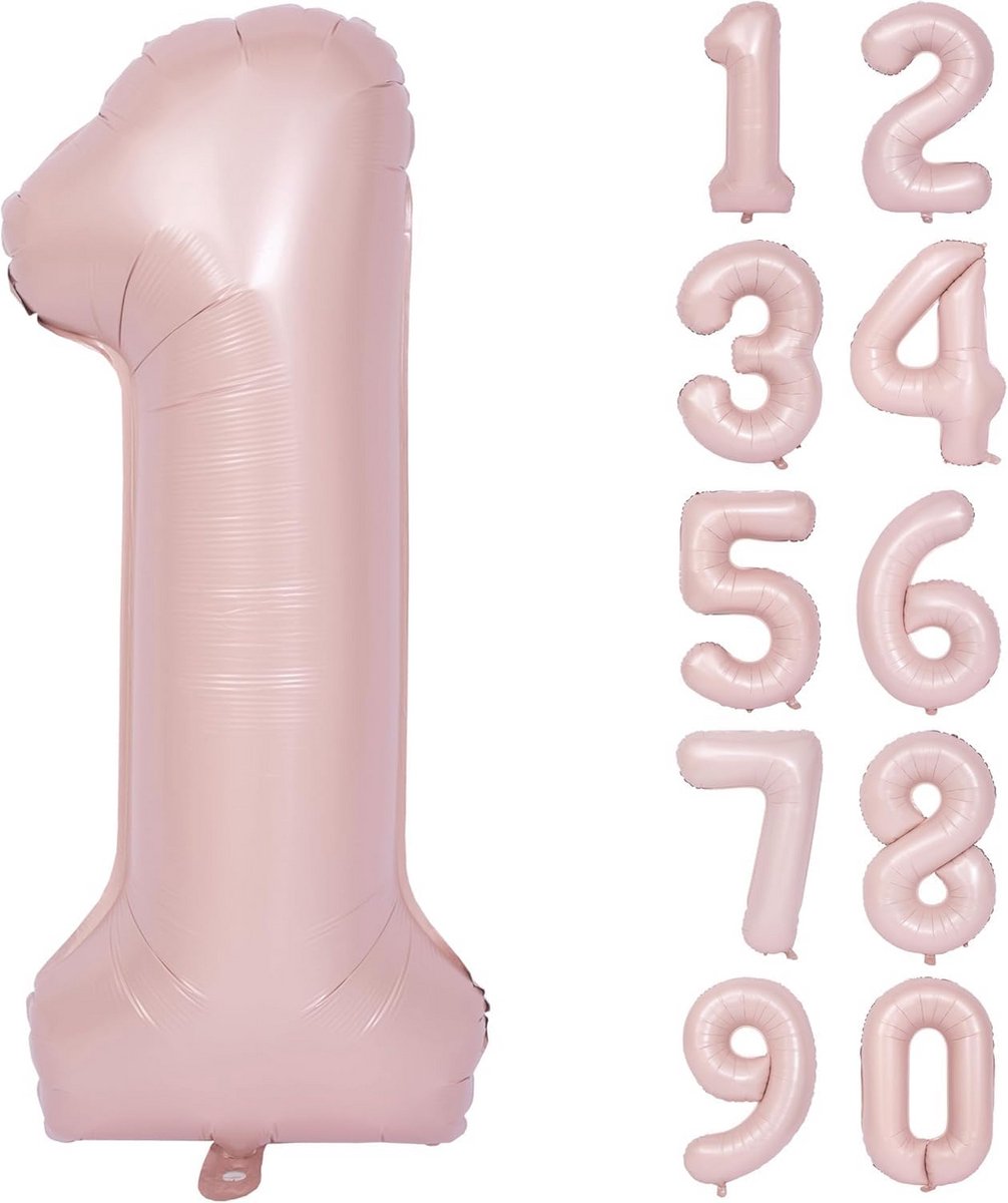 Grote Roze Cijferballon 1 - Helium Ballon voor Verjaardag Meisje - 101 cm Feestdecoratie