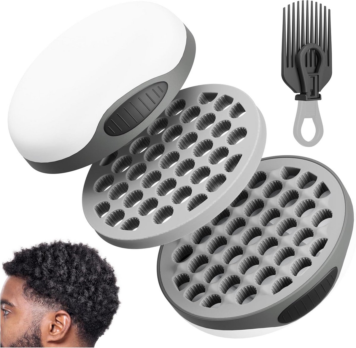 Krulborstel met Kam voor Afro Krullen en Korte Krullen Heren Dames