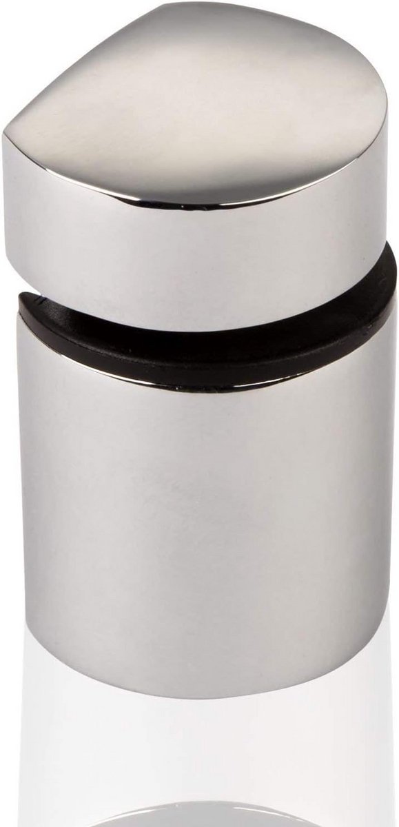 Gepolijste chroom glazen plankdrager - Ovaal design 25 x 30 mm, voor planken tot 16 mm dikte