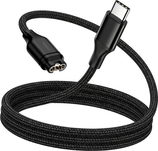 Oplaadkabel geschikt voor Garmin horloge - Oplader geschikt voor Garmin Vivoactive, Forerunner, Venu & Fenix - USB kabel - Stevig Nylon - 1 Meter - Zwart