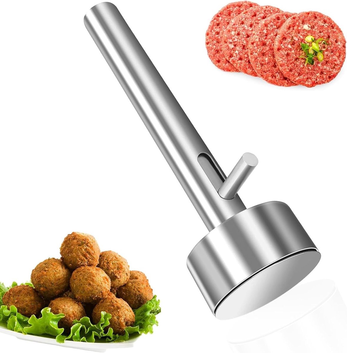 Falafel Schep - Lepel Vorm - Keuken Gereedschap - Roestvrij Staal - 4 cm Diameter - Zilver
