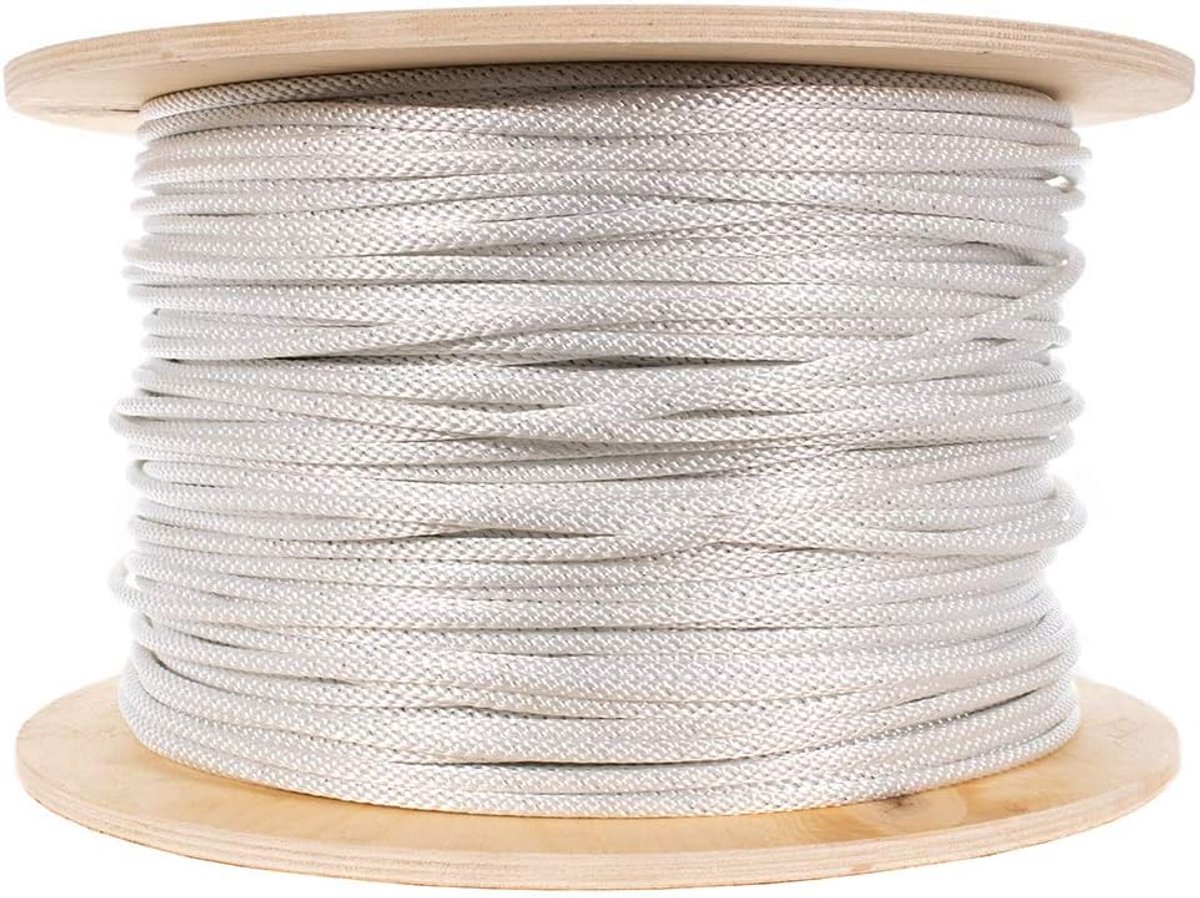 Gevlochten Nylon Touw - Sterk Koord - Vlaggenmast Zeilboot - Gegalvaniseerde Draadkern - 3/16 Inch 50 Voet - Wit
