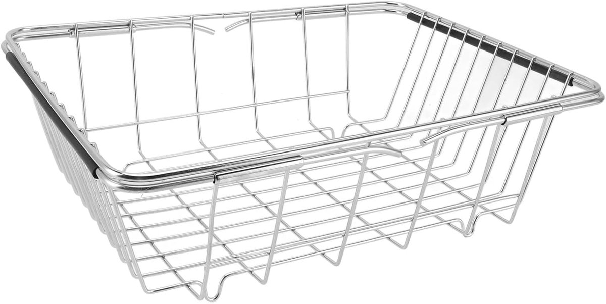 Vriezer mand - Opbergmand RVS - Keuken organiseren - Uitbreidbaar ontwerp - 36x26x13 cm - Zilver
