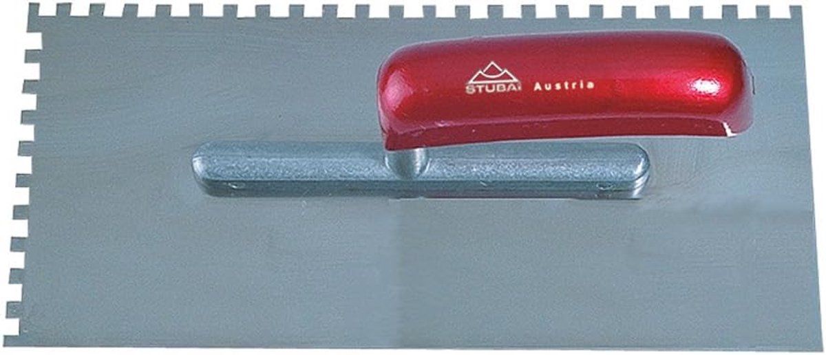 Stijltroffel met tanden - Gladde troffel - Metselwerk afwerken - Gebogen schrift 8mm - 27x12x12 cm