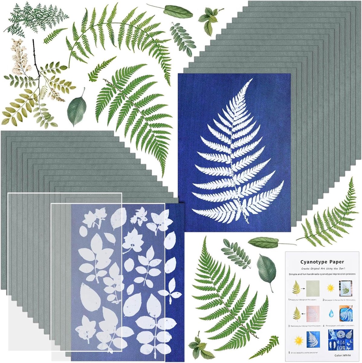 Zon Print Papier - Cyanotype Papier Set - Kunst Maken - Hoge Gevoeligheid - A5 Formaat - Wit