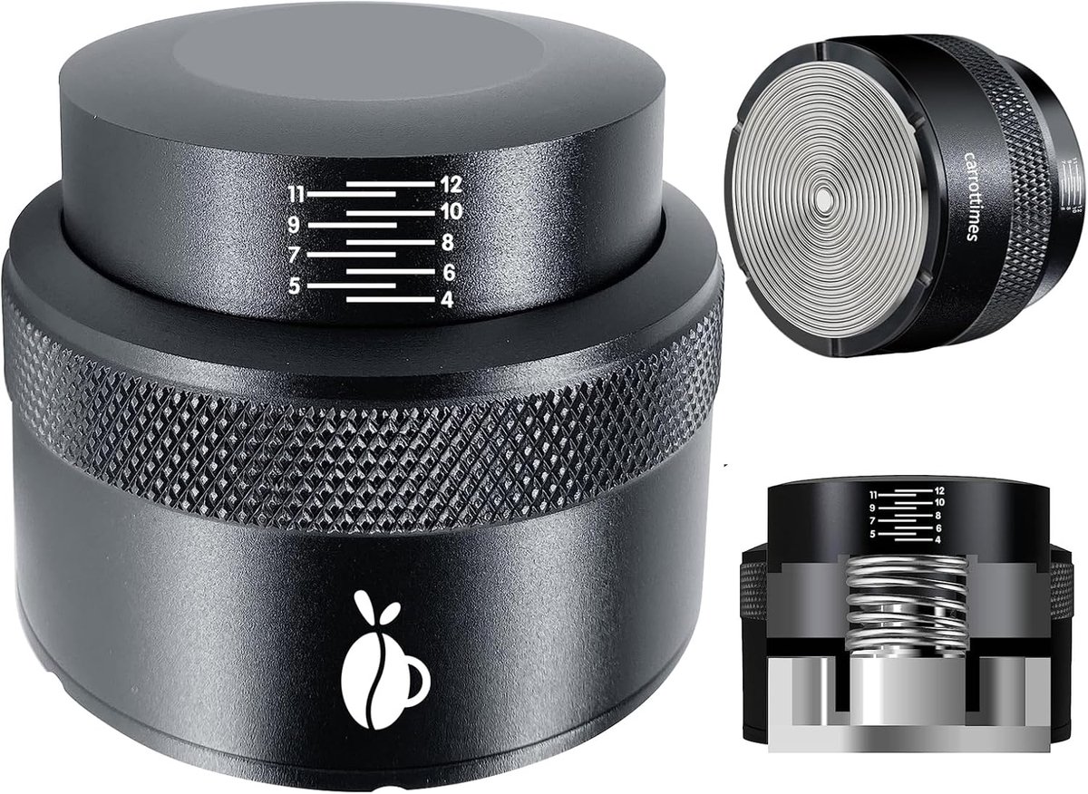Koffie Distributeur Espresso Verdeler Barista Hulpmiddel Verstelbare Veer 53mm Diameter Zwart