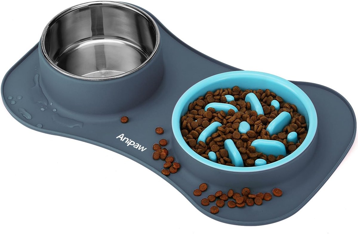 Slow Feeder Hondenbak - Voerbak met Mat - Vertraagd Eten - 3-in-1 Roestvrij Staal