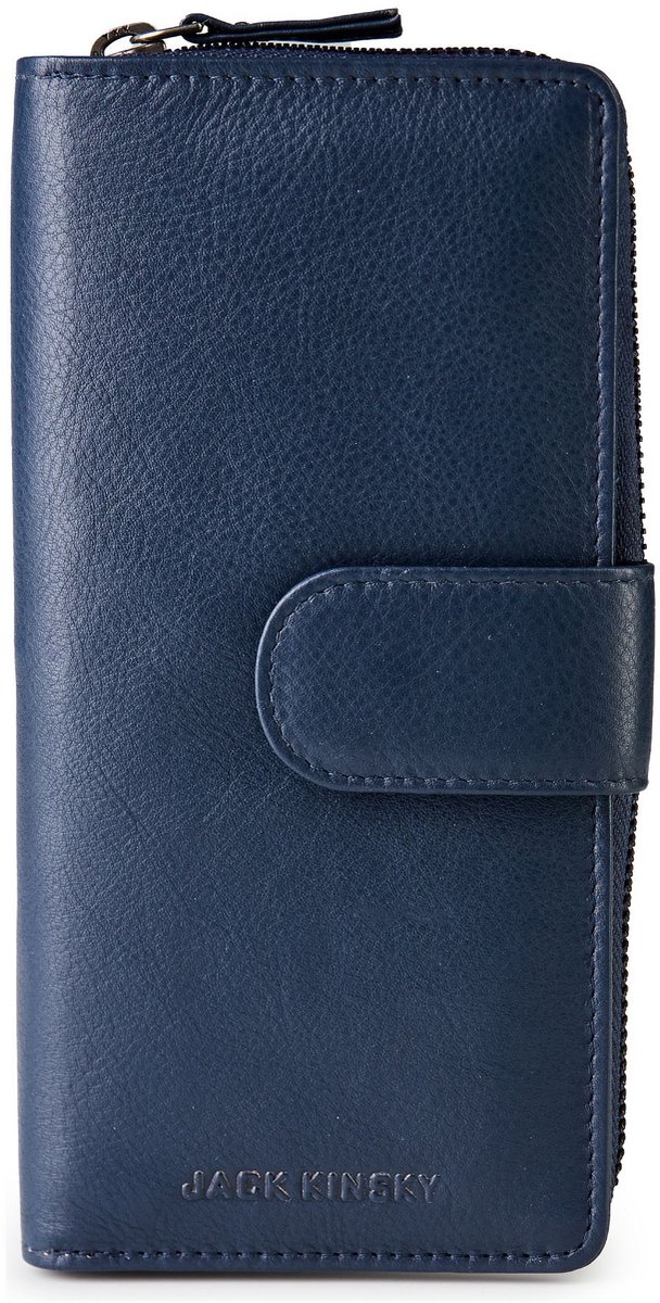 Jack Kinsky Livorno 1026 Portemonnee RFID-bescherming Leder 19 cm - Dames - Staand formaat - navy