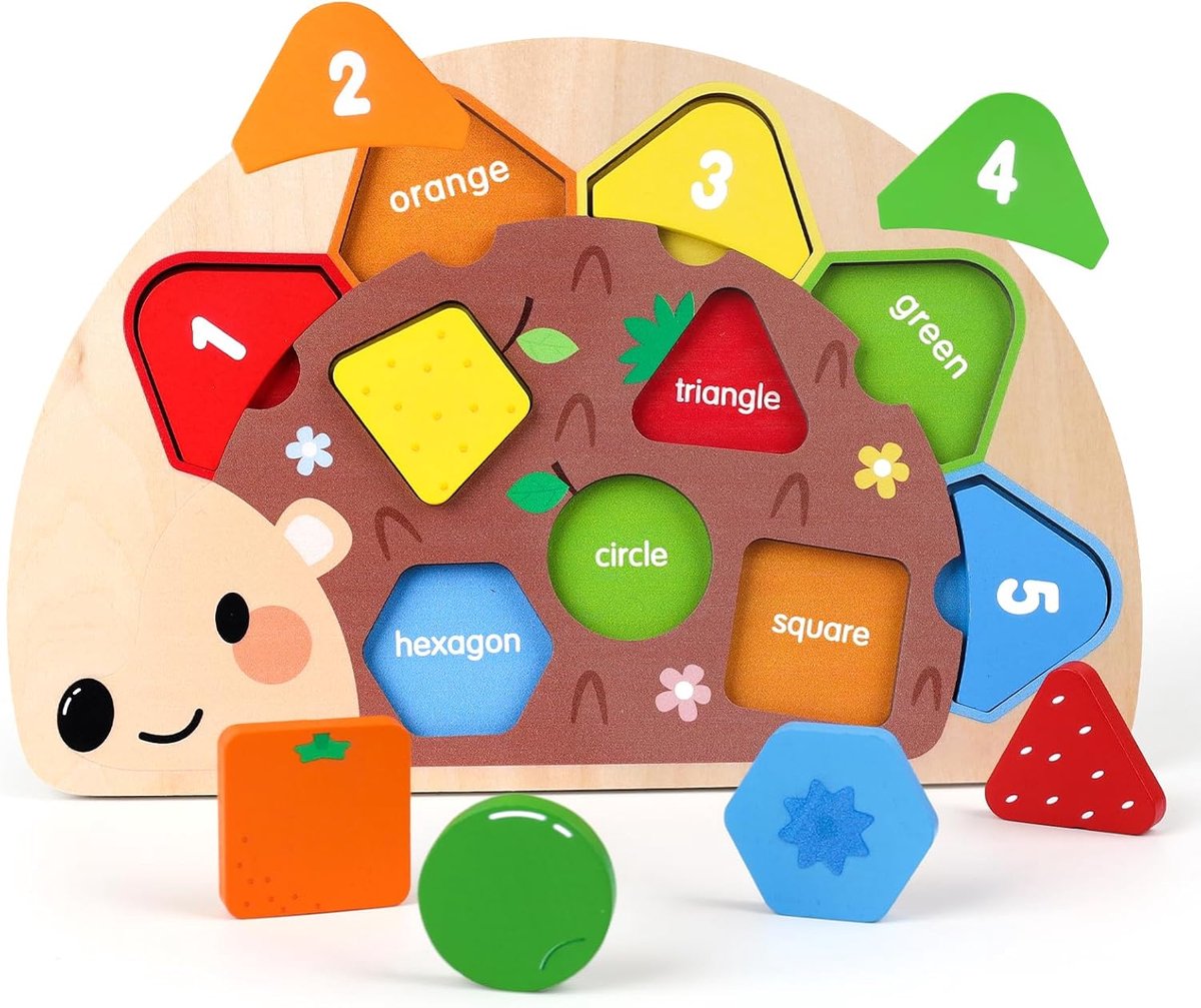 Houten Puzzel - Educatief Speelgoed - Vroege Ontwikkeling - Vormen en Vruchten - 26 x 17.5 cm