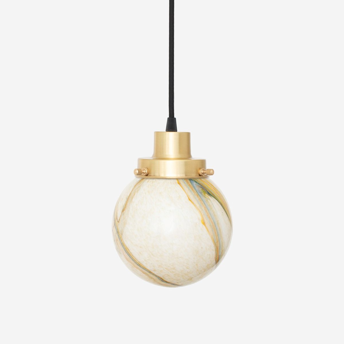 Hanglamp aan snoer Marmer Bol 20's Messing - Art Deco Trade