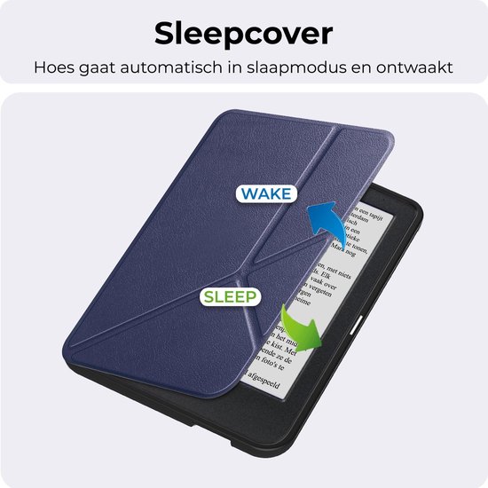 Hoes geschikt voor Kobo Clara BW - E-reader hoesje - Bookcase cover - Beschermhoes - Trifold - Tablet case - Donkerblauw - Jonyx — afbeelding 5