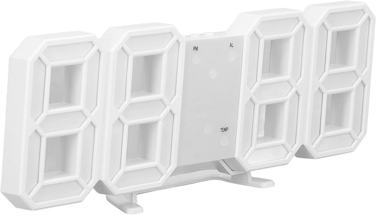 Digitale Wandklok - Wekker LED - Thuis Gebruik - Temperatuur Sensor - 23x9.3cm - Rood