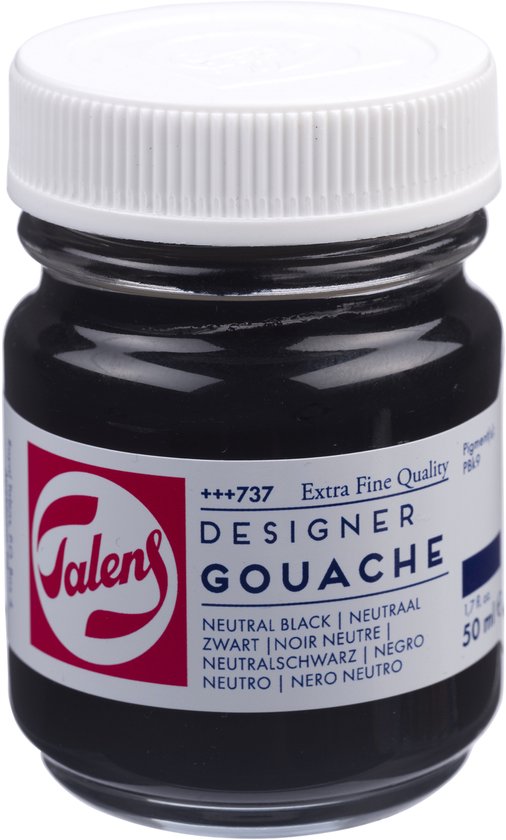 Bouteille de gouache Talens Designer Neutral Black, 50ml.
