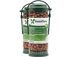 Famiflora Voedersilo Pinda's - 2 stuks (420 gram) - Gerecycleerd - Buitenvogels - 210g per stuk - Voor tuinvogels - Volledig recyclebaar materiaal - Inclusief 210g pinda's - Klassiek en stevig ontwerp