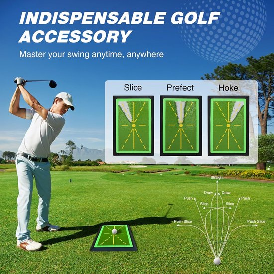 Golf Trainingsmat - Afslagmat Swing Trainer - Swing Verbeteren - Feedback Pad - M Formaat - Groen van GOLF — afbeelding 3