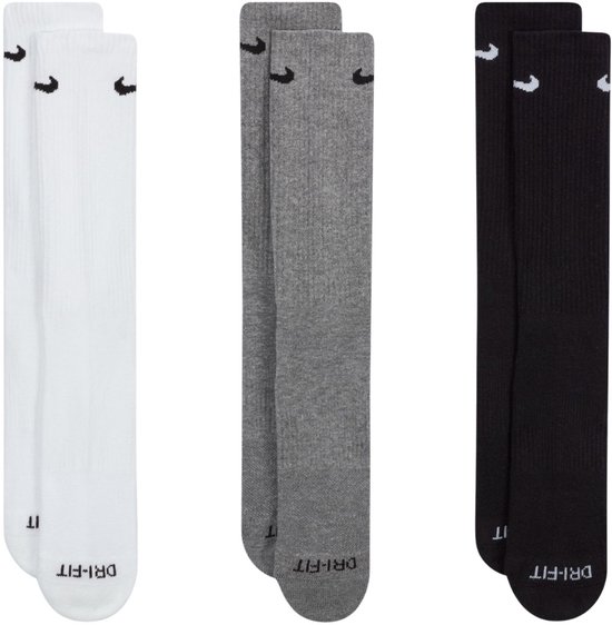 Nike Sokken Everyday Plus Cushioned 3 pary Wit, Grijs, Zwart - Maat 38-42
