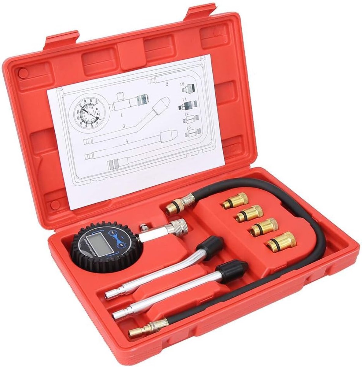 Motor Compressie Meters - Cilinder Tester - Motor Diagnostiek - Digitale Display - 3-200 PSI - Zwart
