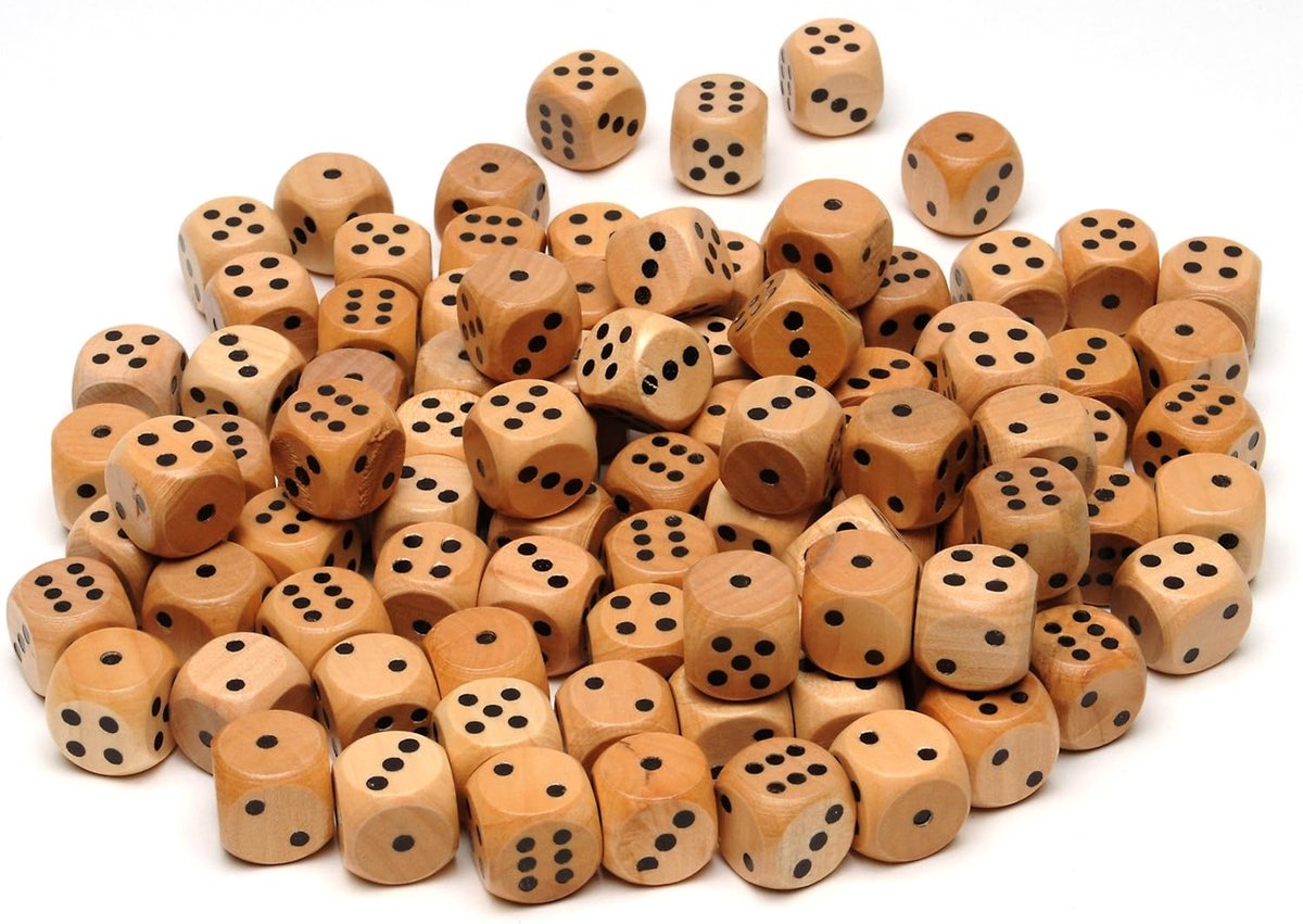Houten Dobbelstenen - Spelonderdelen - Spelplezier Vergroten - Afgeronde Hoeken - 100 Stuks