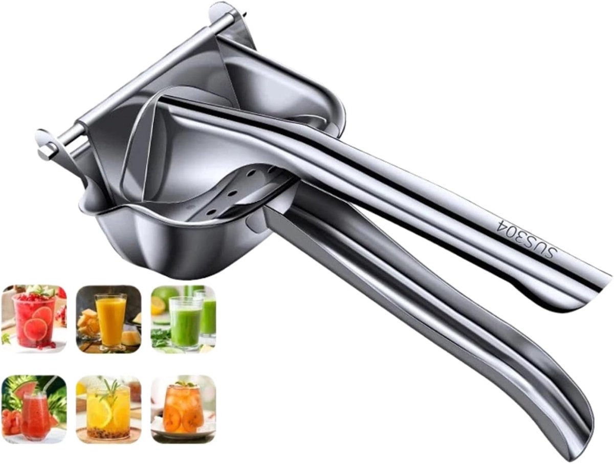 Citroenpers Roestvrij Staal - Fruitpers Knijper - Snel Sap Winnen - Hefboom Principe - 25 x 13.2 cm - Zilver