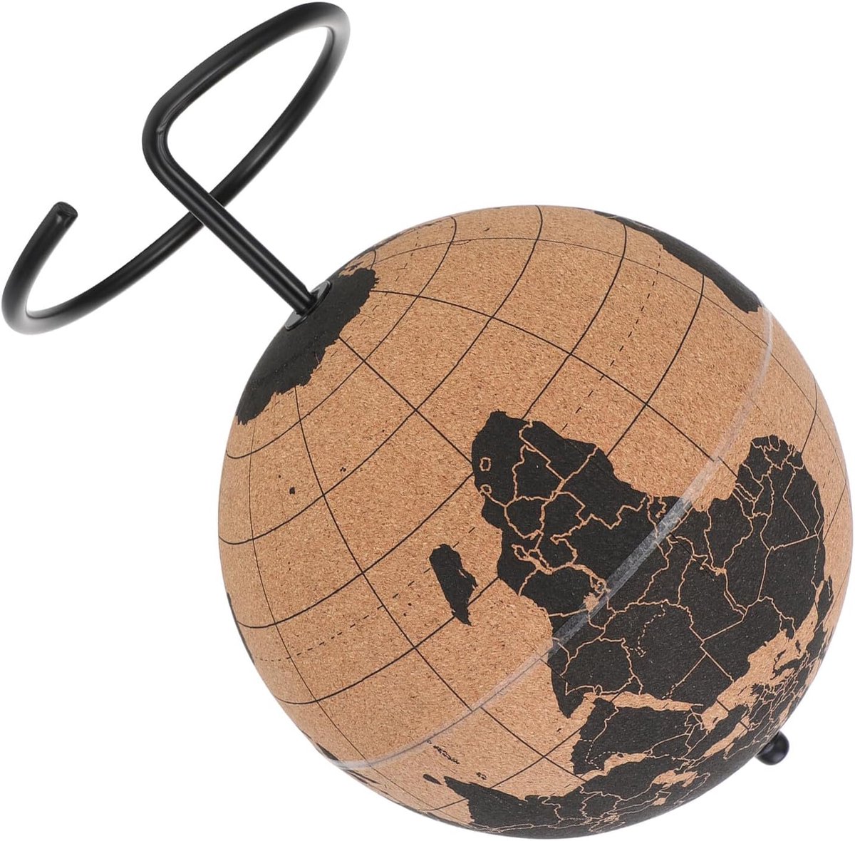 Kurken Wereldbol - Decoratieve Globe - Bureau Decoratie - Inclusief Standaard - 20 x 16 cm - Diverse Kleuren