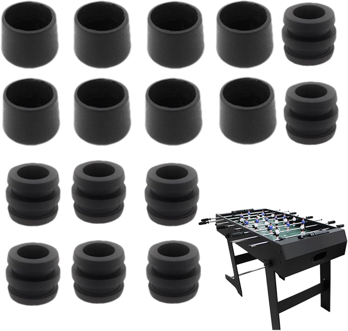 Tafelvoetbal Bumpers - Kicker Onderdelen - Spel Verbetering - Zacht Rubber - 16mm Binnendiameter - Zwart