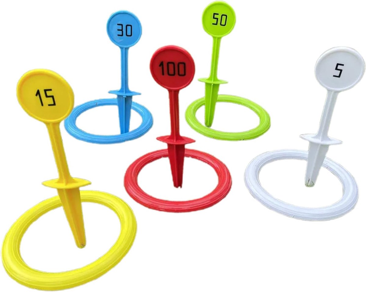Ringwerpen Spel - Buitenspel Tuinspel - Familie Vrienden - Kleurgecodeerd Score - 24x5 cm - Kleurrijk