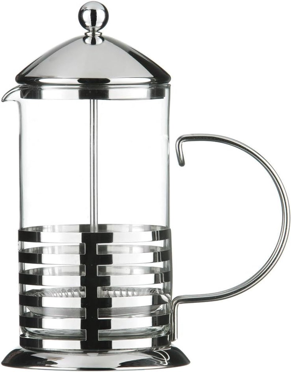 Koffiezetter Glas - French Press - Verse Koffie Maken - Hittebestendig Glas - 800ml Capaciteit - Chroom