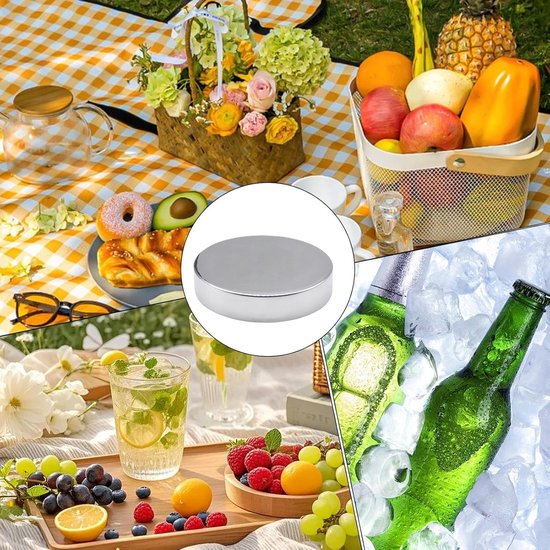 Koelaccu's Lunchbox - Vrieselementen Draagbaar - Voedsel Koel Houden - Roestvrij Staal - Vierkant Rond - Zilverkleurig — afbeelding 2