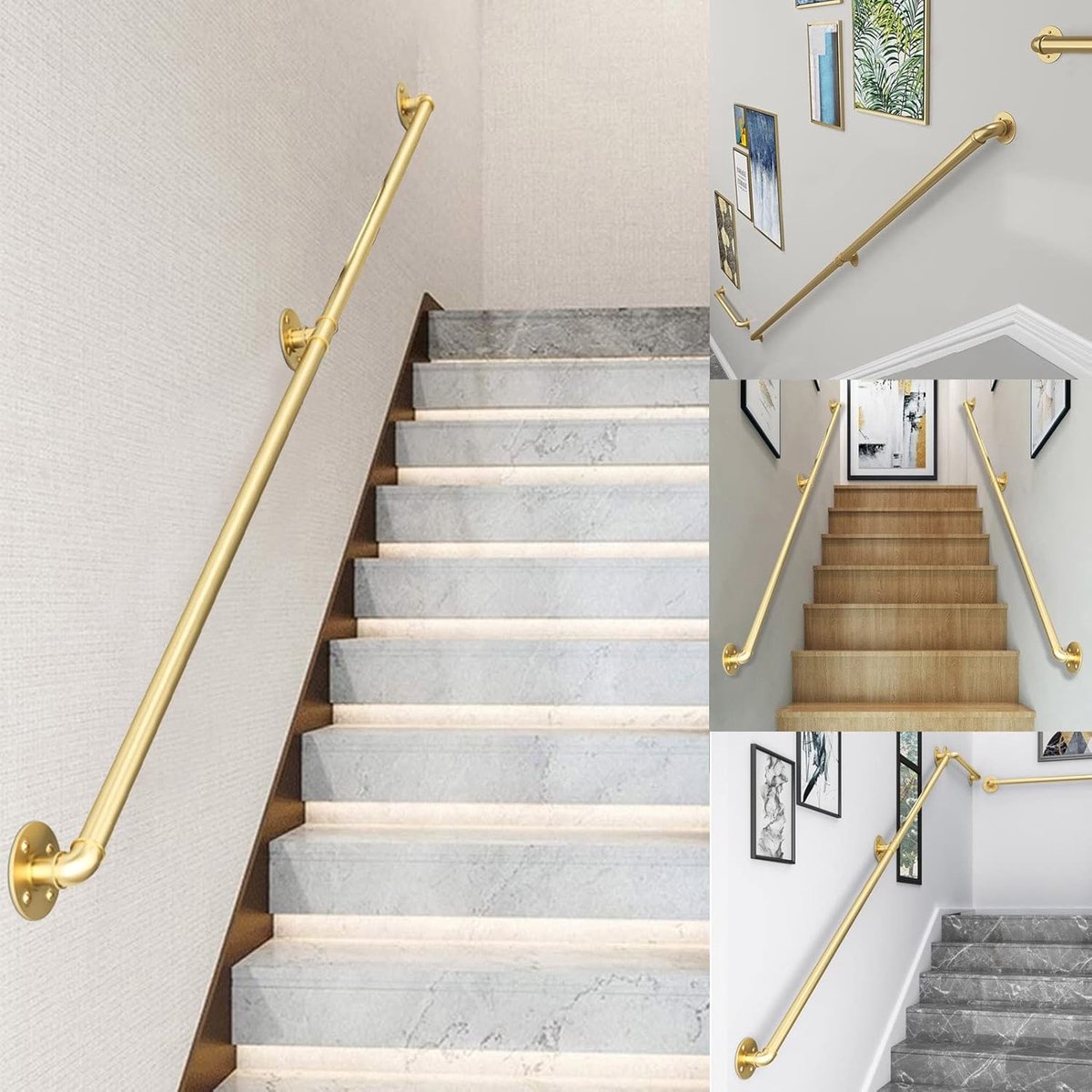 Trapleuning Metaal - Wandmontage Rail - Veilig Traplopen - Robuust Smeedijzer - 60cm Lengte - Goud